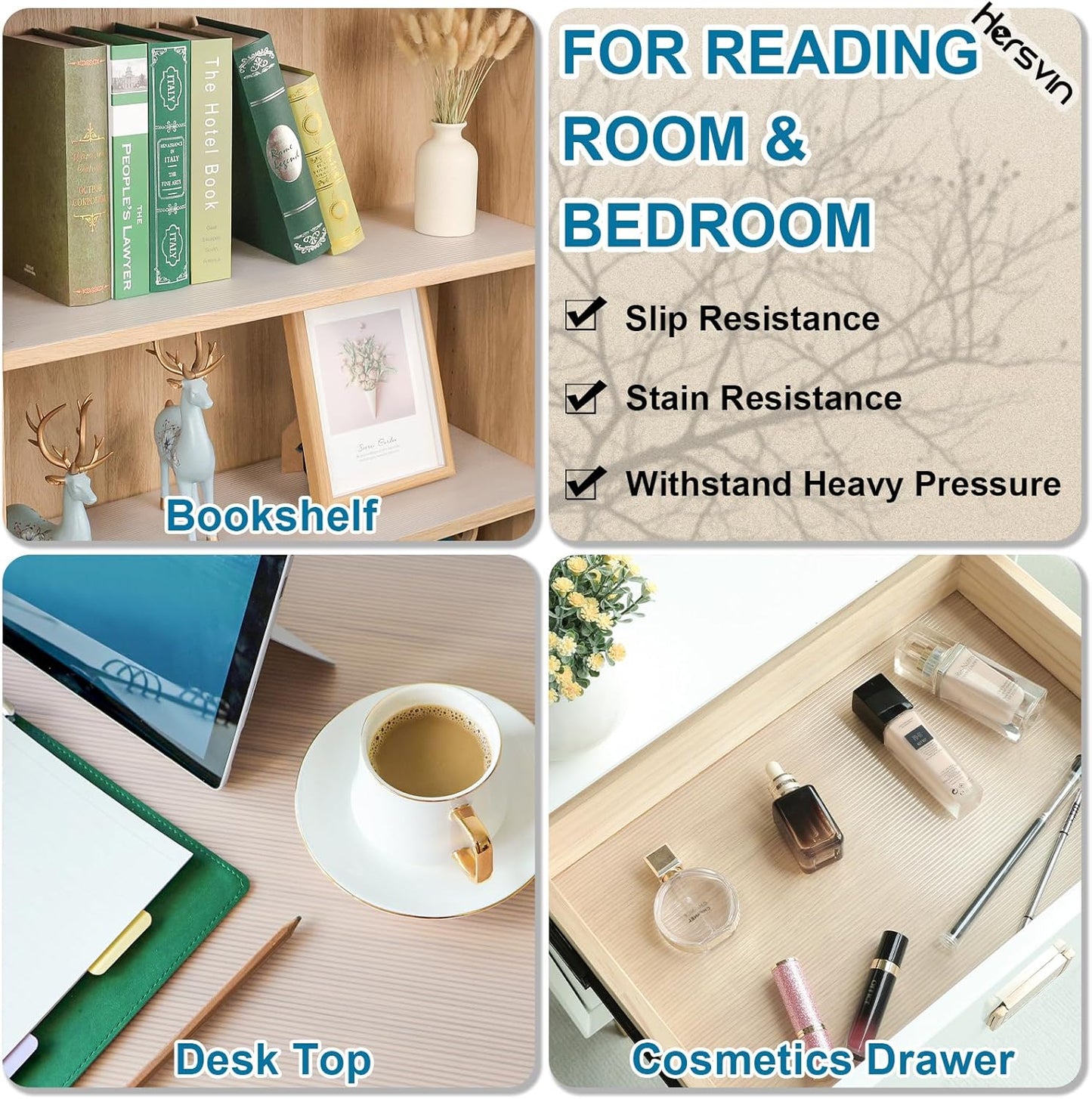 Shelf Liners 24 in x 30 ft EVA Drawer Mats, Non-Adhesive Cupboard Protector, Kitchen Cabinet Lining Fridge Liner (Clear Stripe, 61x915cm)