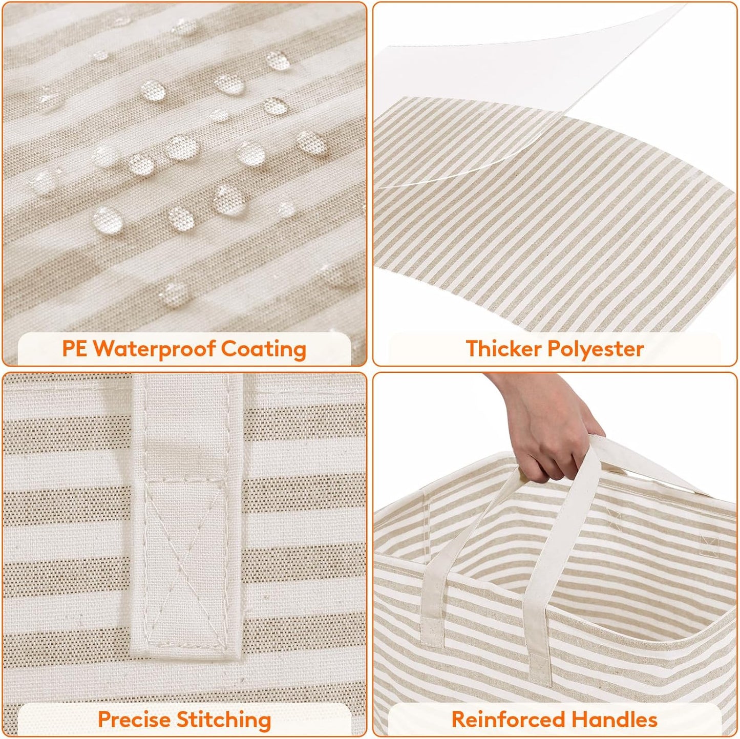 Lifewit 2 Pack Laundry Hamper Large Collapsible Laundry Baskets, Freestanding Waterproof Clothes Hamper with Easy Carry Handles in Laundry Room Bedroom Bathroom College Dorm for Adults, Beige, 2 x 80L