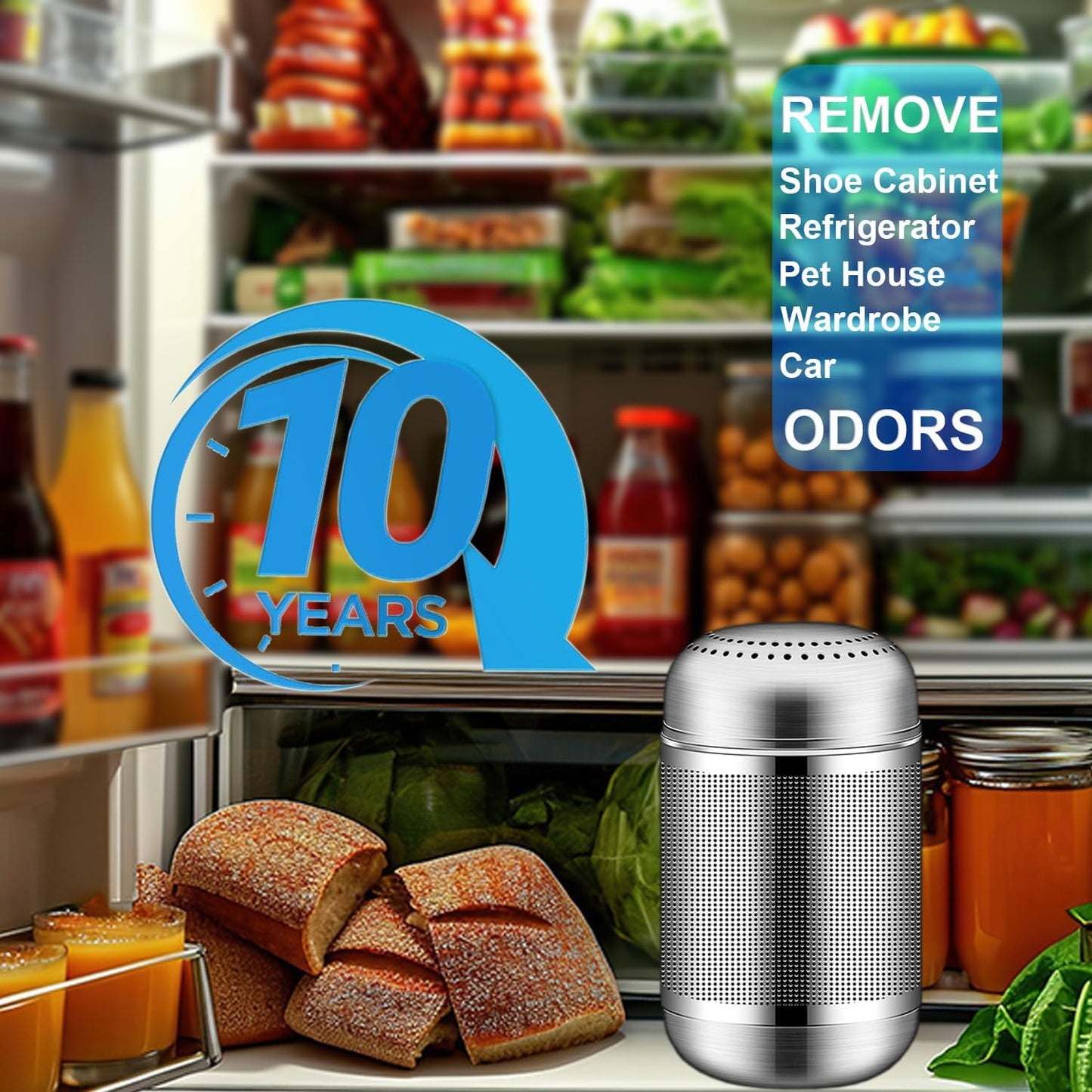 Refrigerator Deodorizer Refrigerator Odor Eliminator Fridge Deodorizer Compact Size Potable Deodorizer Odor Eliminator Lasts for 10 Years (Large, 1pc)