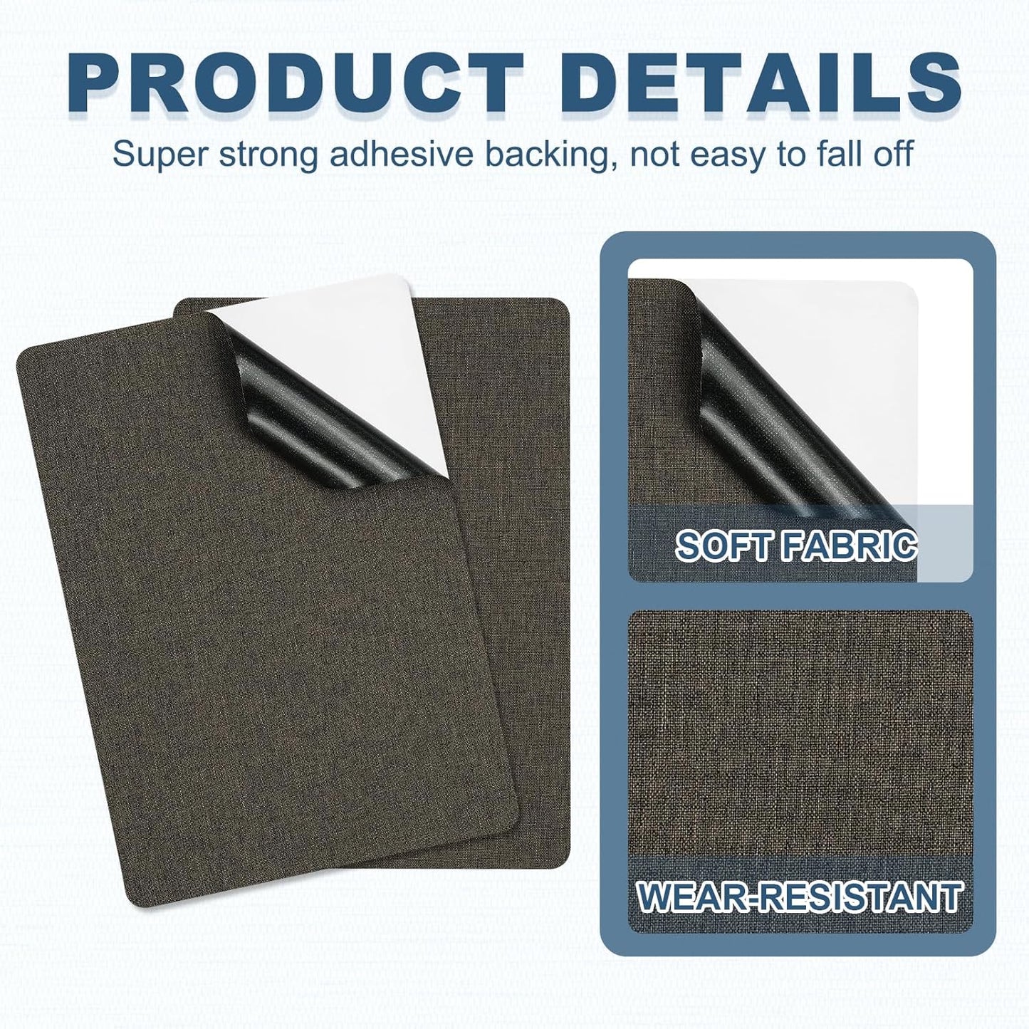 PATIKIL 8x11 Inch Linen Repair Patches, 2Pcs Self-Adhesive Fabric Patch for Sofas Tote Bags Furniture Car Seats Clothes Tents, Dark Gray