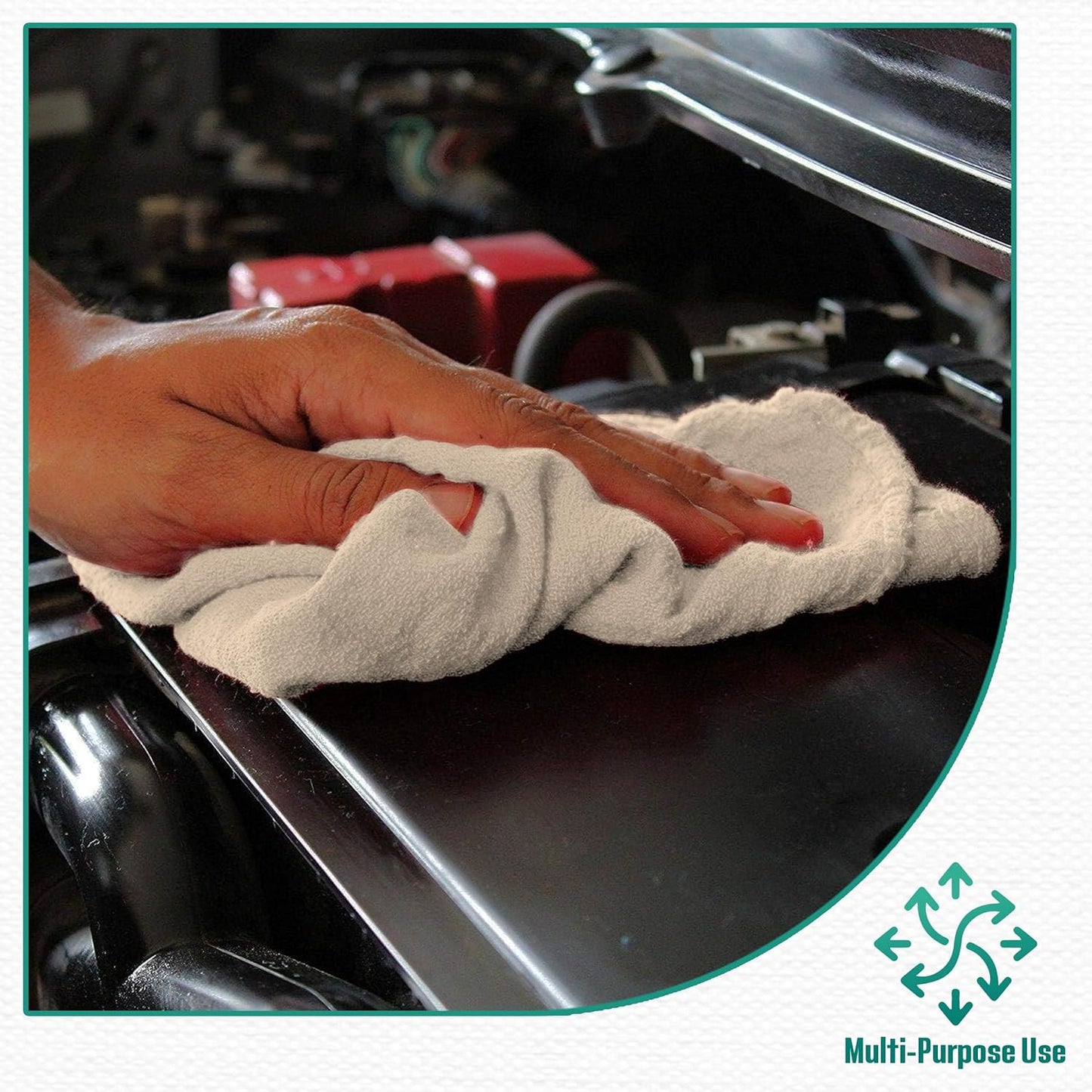 ZUPERIA Cotton Shop Towel – Multipurpose Cleaning Cloths (14" x 12" - Pack of 150 - White) Reusable Shop Rags for Automobiles, Industrial, Restaurants, Garage, and Homes