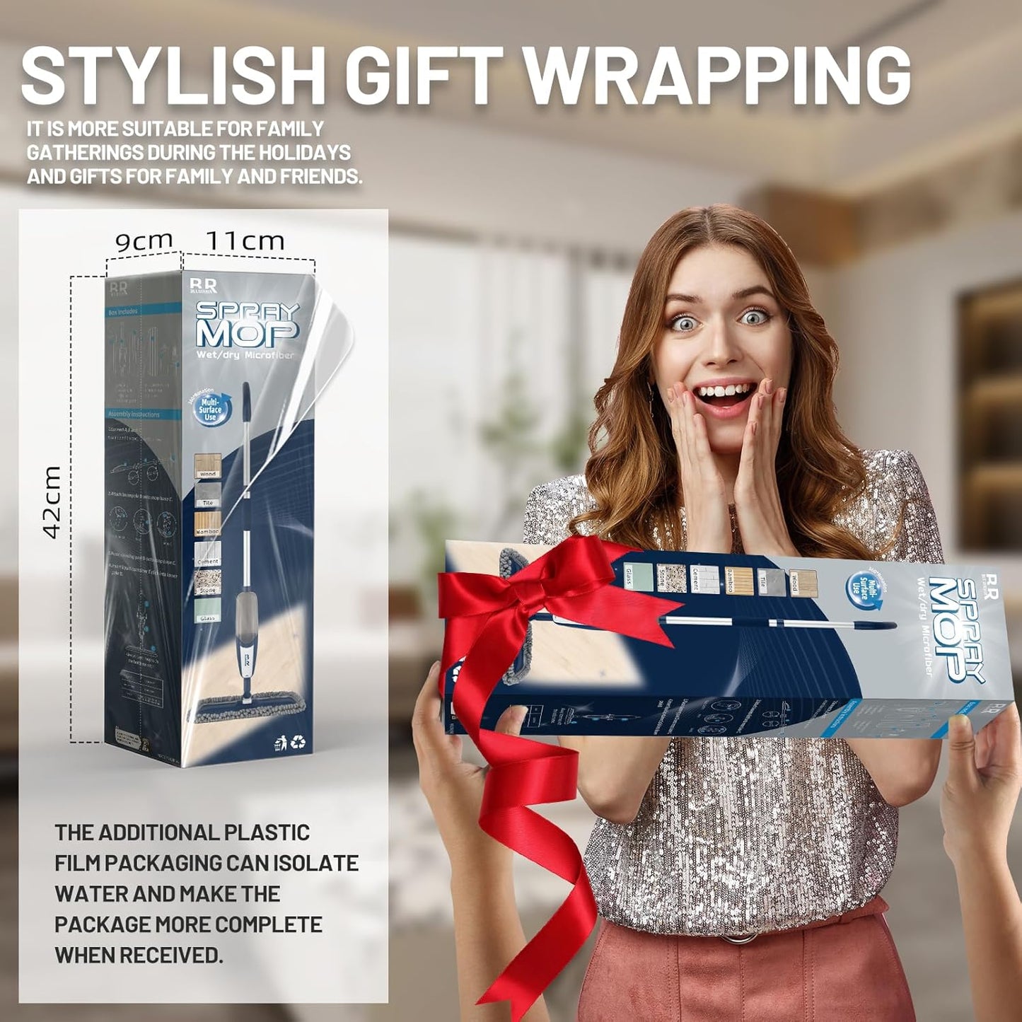 Spray Mop for Floor Cleaning with 360° Rotation - Multi-Surface Floor Cleaner for Wet/Dry Mopping, Lightweight Handle for Kitchen,Bathroom,Hardwood&Tile Floors