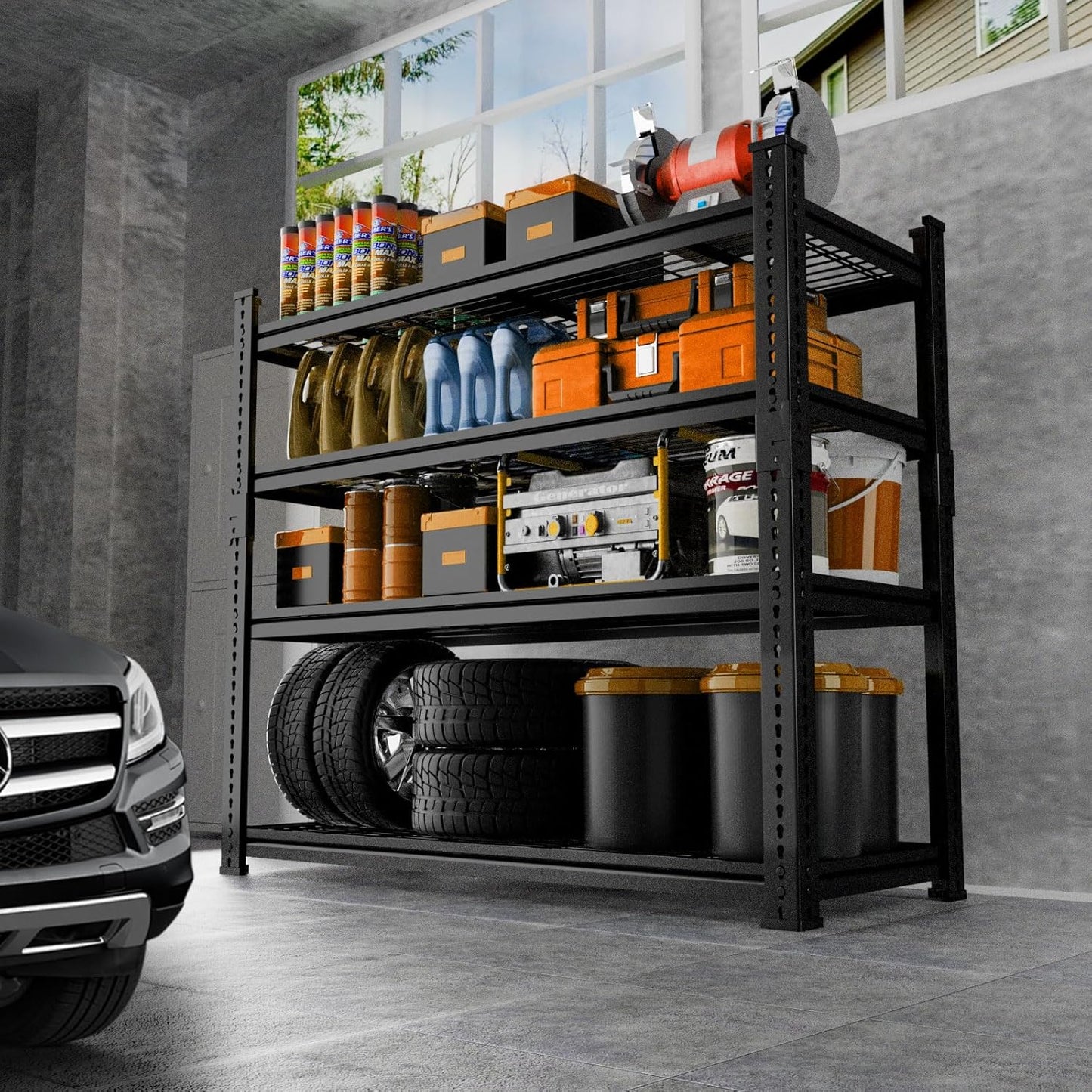 Storage Shelves Heavy Duty 2 PCS, 36"L x 16"W x 60"H Garage Wire Shelving Unit Loads 1920LBS, 4-tier Adjustable Metal Industrial Utility Shelf Rack for Kitchen, Laundry, Pantry, Warehouse, Basement