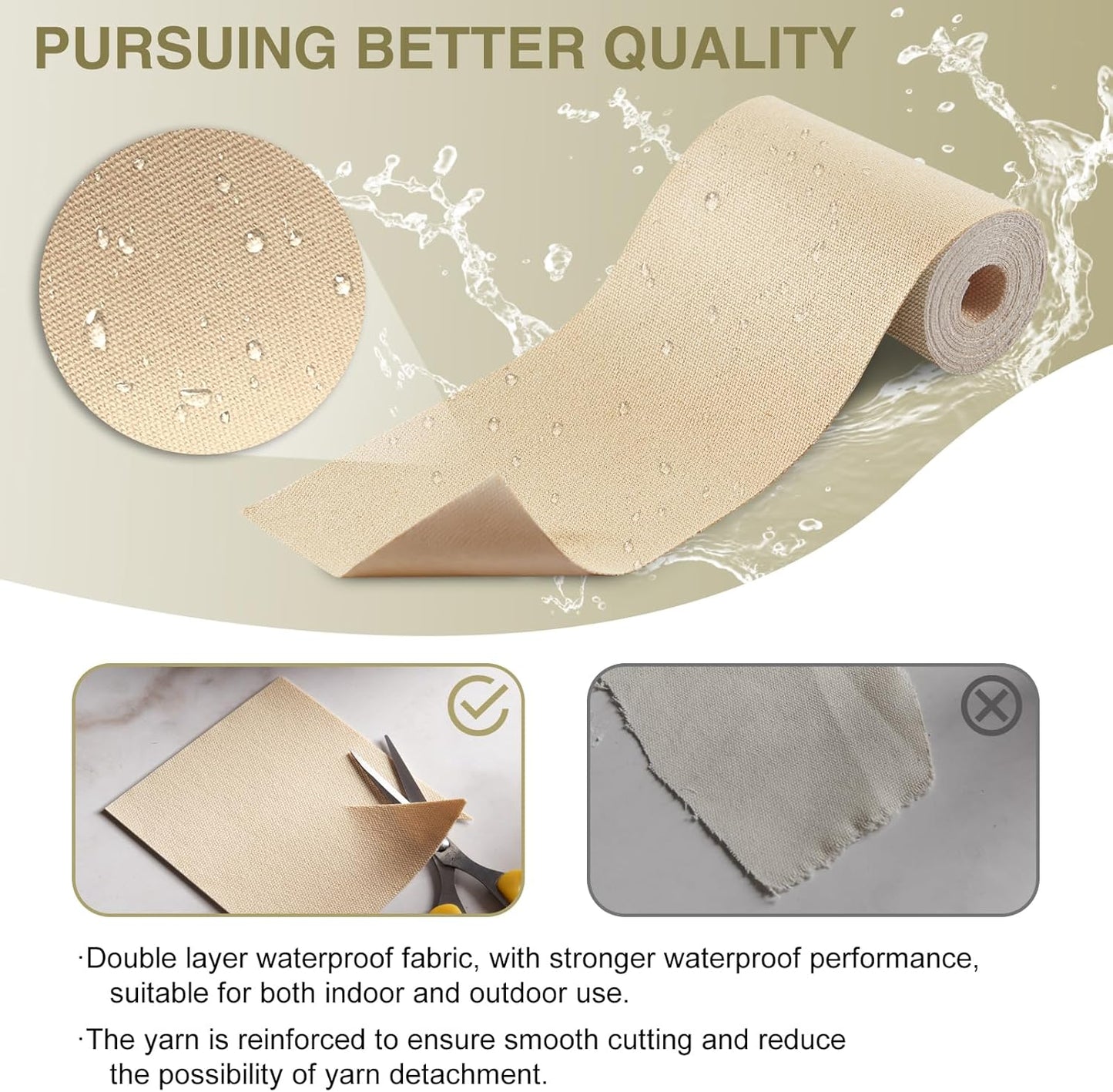 Canvas Repair Tape 4×70 Inch Waterproof Self-Adhesive Fabric Repair Patch for Repairing Boat Covers,Tents,Patio Umbrellas,Car Seats,Luggage,Sofas.(Beige)