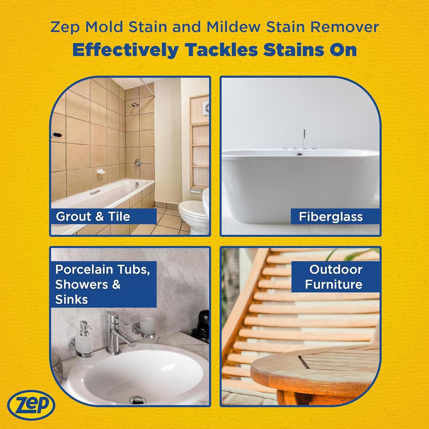 Zep Mold Stain and Mildew Stain Remover 1 Gallon (Case of 2) ZUMILDEW128 - Professional Strength No Scrub Formula