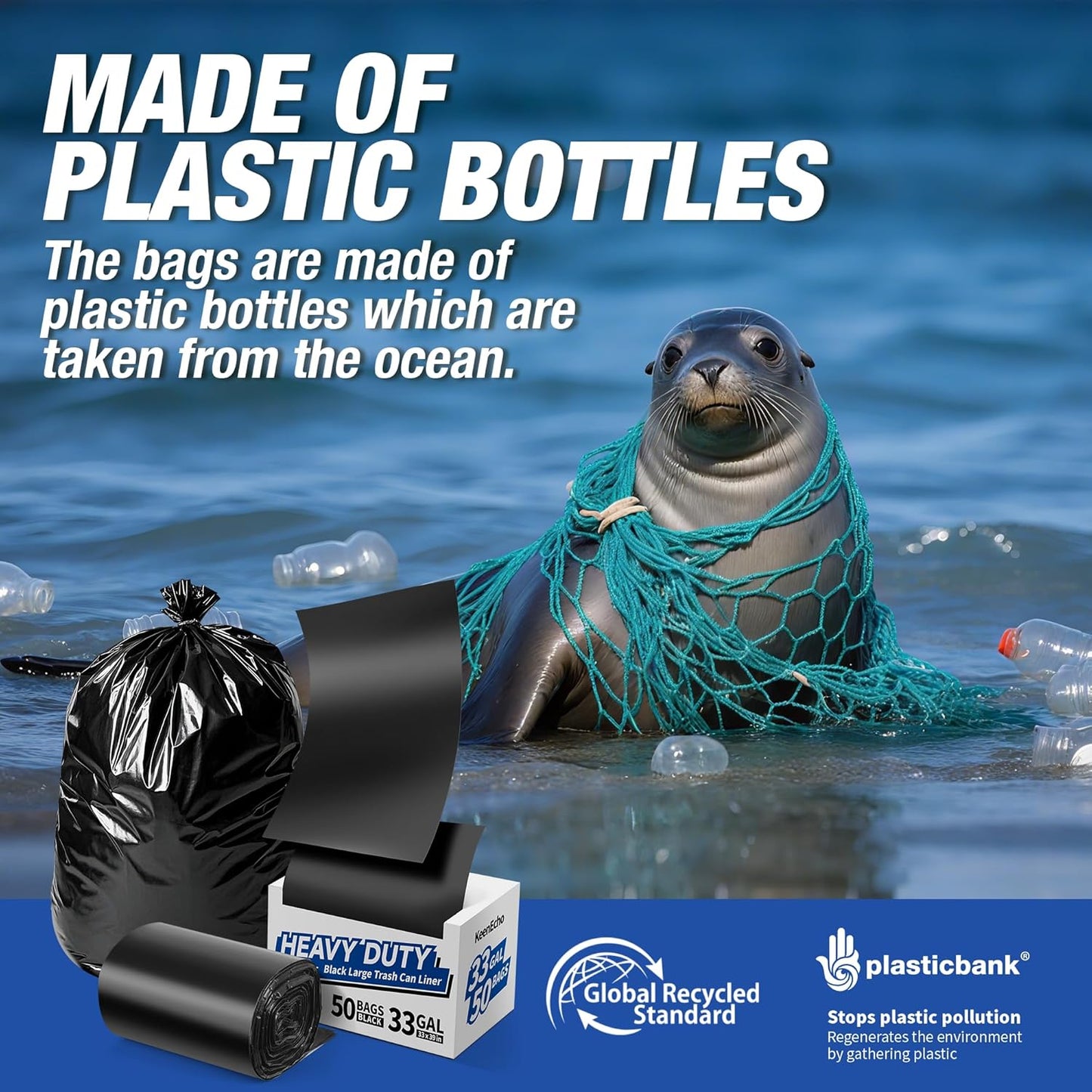 Heavy Duty Contractor Trash Bags 55-60 Gallon, 30 Count, 1.5Mil Extra Thick, Strong Black Garbage Bags, Leakproof Star Seal for Construction, Yard, Demolition Debris