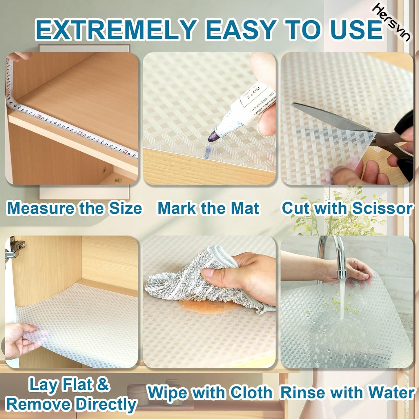 Shelf Liners 24 in x 20 ft EVA Drawer Mats, Non-Adhesive Cupboard Protector, Kitchen Cabinet Lining Fridge Liner (Clear Crossed Stripe, 61x610cm)