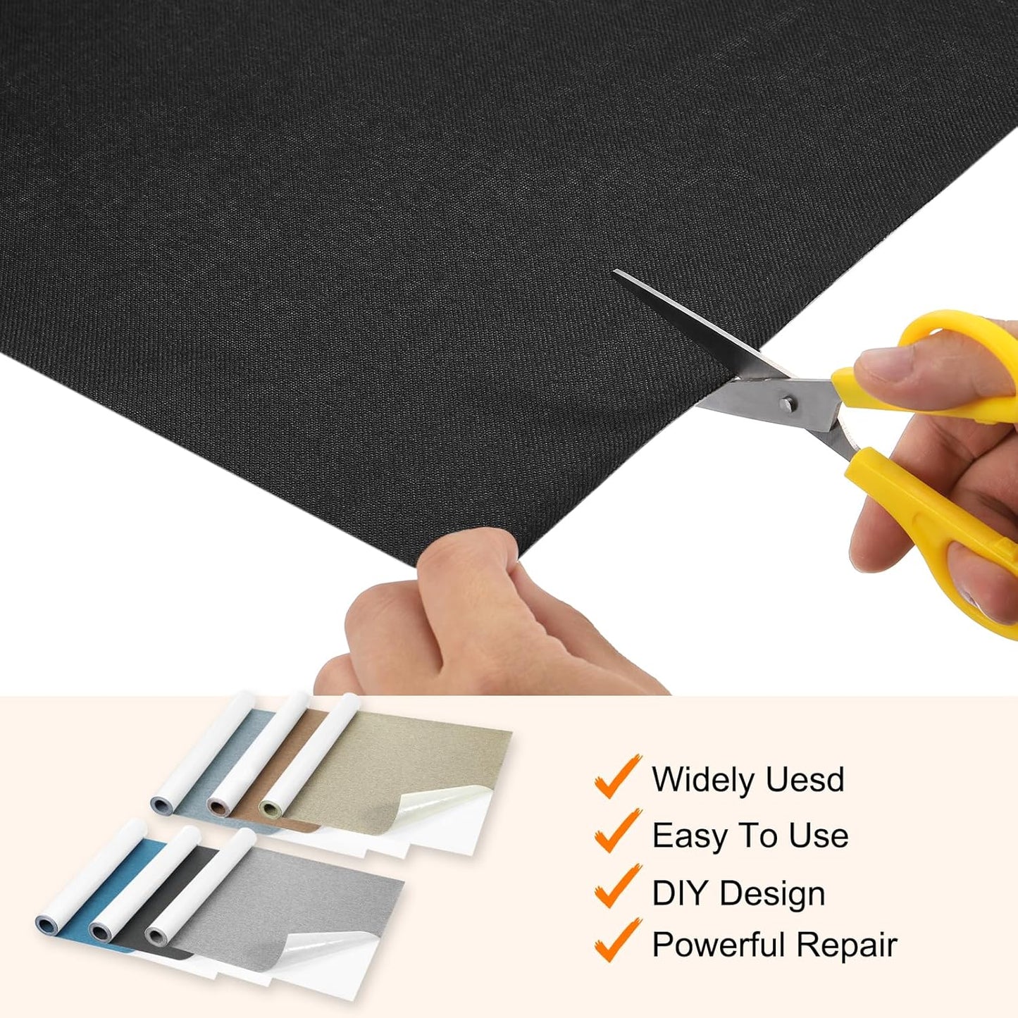 Repair Patches Repair Tape Self-Adhesive DIY Repair Patch Linen Gear Patch for Sofa, Furniture, Chair, Clothing,Tents,17x79 Inch,Black