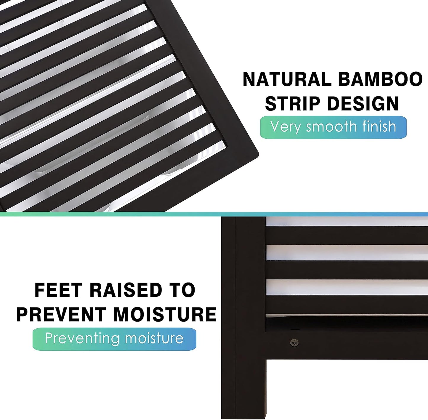 SMIBUY Double Laundry Hamper with Lid, 120L Bamboo Laundry Basket with Removable Liner Bag, 2-Section Clothes Divider Laundry Sorter for Laundry Room, Bathroom, Bedroom (Black)