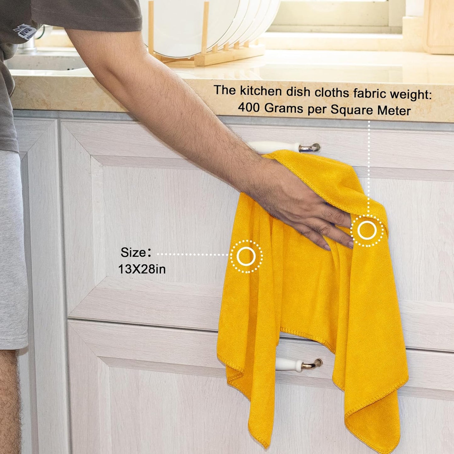 kimteny 13x28 Inches Kitchen Cloth Dish Towels, 400 GSM Premium Dishcloths, Super Absorbent Coral Velvet Microfiber Cleaning Cloths, Fast Drying Rags for Washing Dishes (6 Pack, Orange)