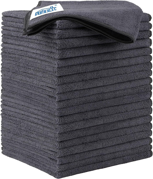 HOMEXCEL Microfiber Cleaning Cloth 20 Pack 11.5 x 11.5 inch Microfiber Towels for Cars Ultra Absorbent Car Washing Cloth Lint Free Streak Free Cleaning Rags for Car Kitchen Window Grey