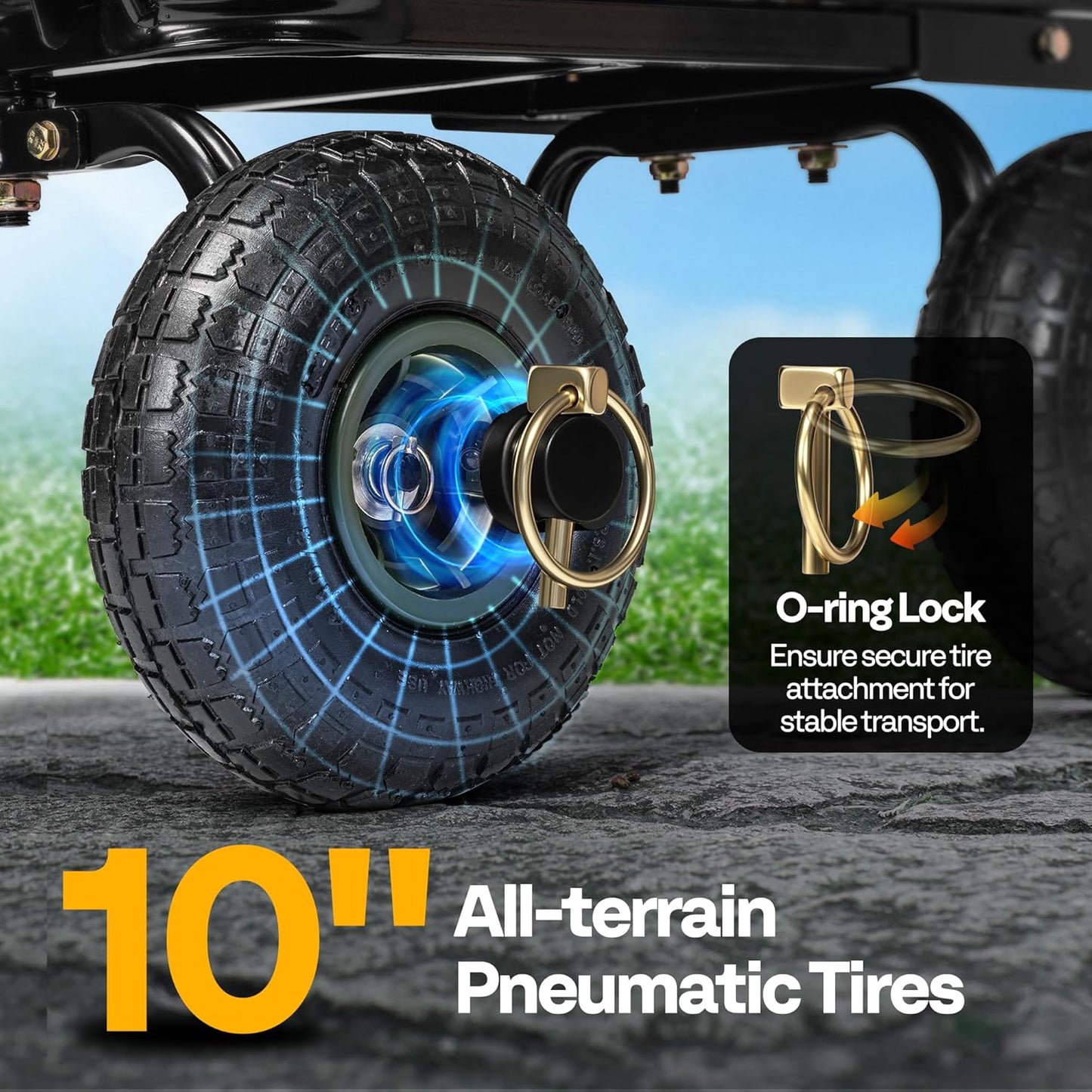 VIVOHOME 4 Cu.Ft 660lbs Wheelbarrow Garden Cart Dump Wagon with 2-in-1 Convertible Handle Attach to ATV or Tractor, 10" All Terrain Wheels, Quick Release System, Heavy Duty Utility Trailer for Yard