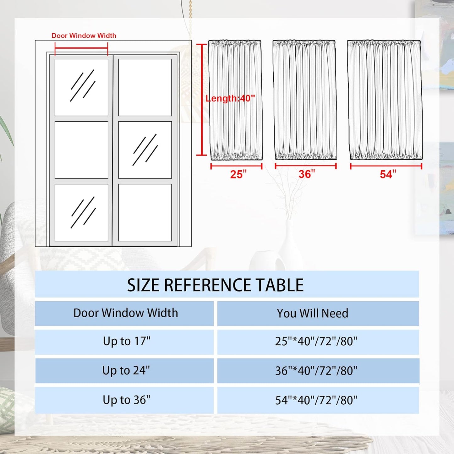 DWCN French Door Curtains – Rod Pocket Thermal Blackout Curtain for Doors with Glass Window, Kitchen and Patio Doors for Privacy, 25 X 40 Inches Long, 1 Curtain Panel with Tieback, Light Yellow