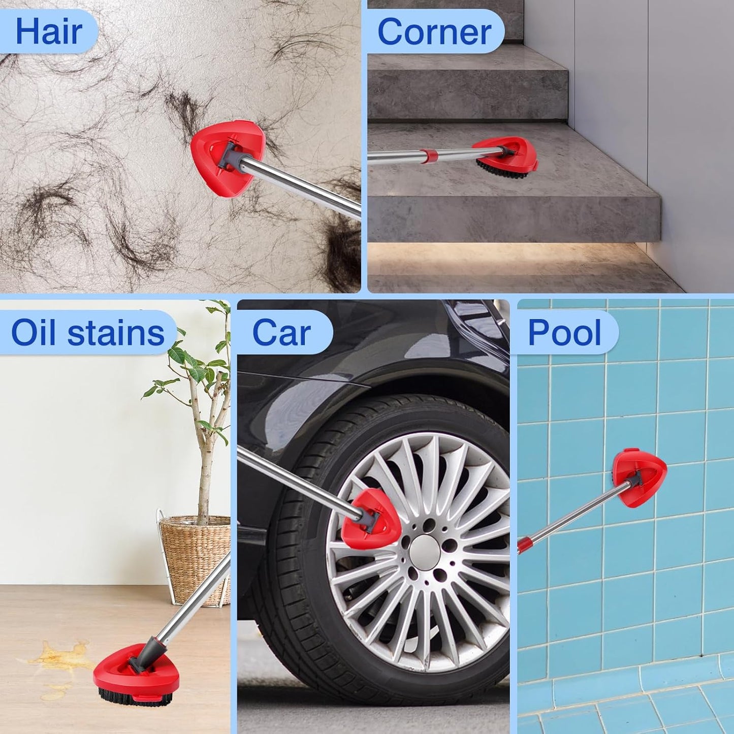 Mop Heads Replacements Complete Combo Set for O-Ceda,4 Pcs Machine Washable Microfiber Spin Mop Refills Replace Heads,1Scrub Brushs,1Base,1 Set Handle,Spin Replacements for Tub and Tile Cleaning