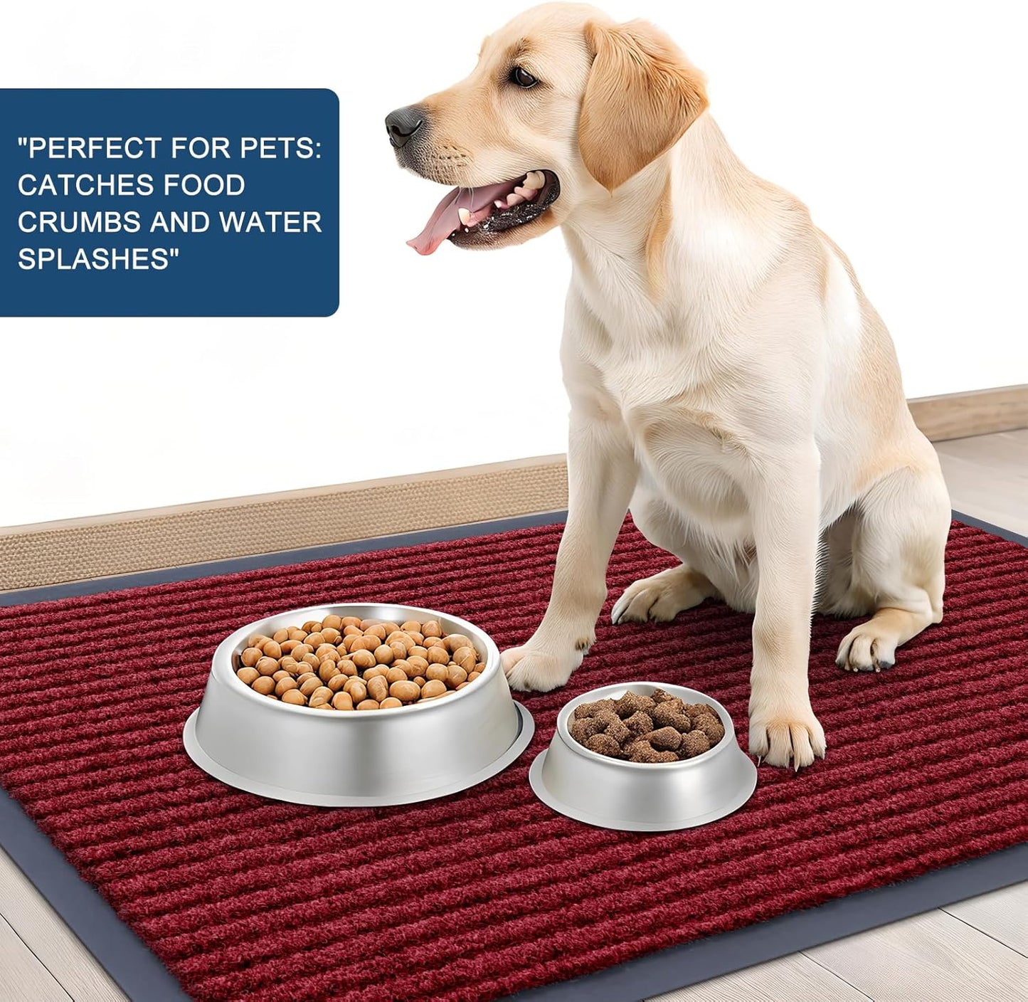 OLANLY Front Door Mat Indoor Outdoor Entrance, Waterproof Heavy Duty Doormat, Fade Resistant, Low Profile, Easy Clean Patio Porch Welcome Floor Mats for Entry, 59x35, Wine Red