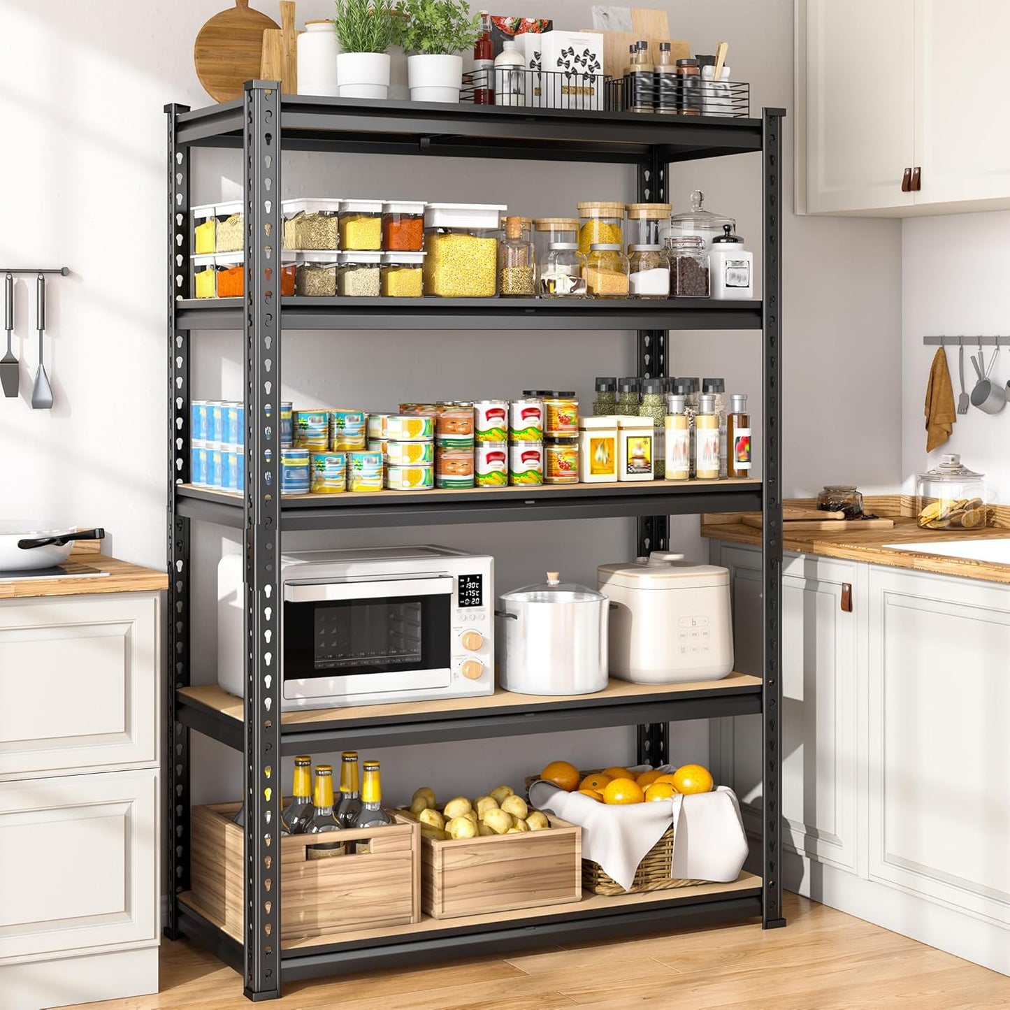 1980LBS Storage Shelves, 5-Tier Adjustable Pantry Shelves, Metal Shelving Unit for Kitchen, Pantry, Closet, Laundry, Garage,72.06" H x 35.55" W x 11.81" D