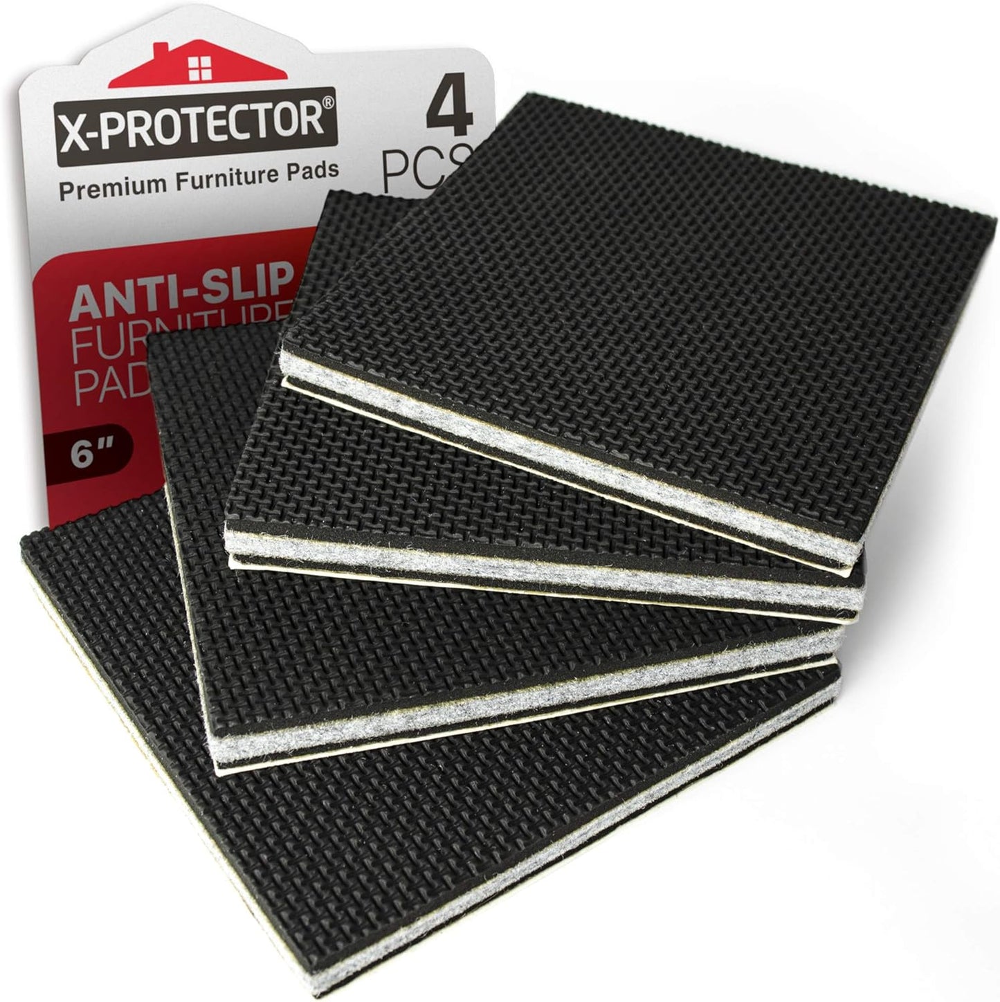 X-PROTECTOR Non Slip Furniture Pads – 4 PCS Premium Furniture Grippers 6"! Best SelfAdhesive Rubber Feet Furniture Feet – Ideal Non Skid Furniture Pad Floor Protectors – Keep Furniture in Place!