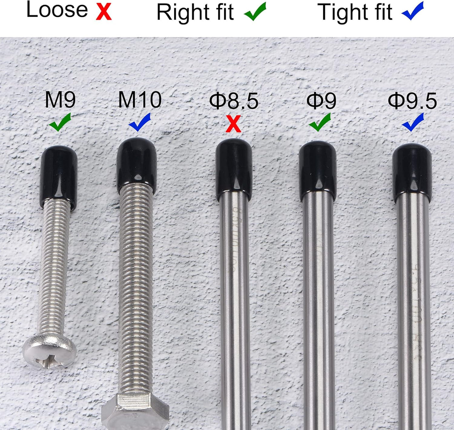 uxcell 20pcs Rubber End Caps 9mm ID Vinyl Round Tube Bolt Cap Cover Thread Protectors Black