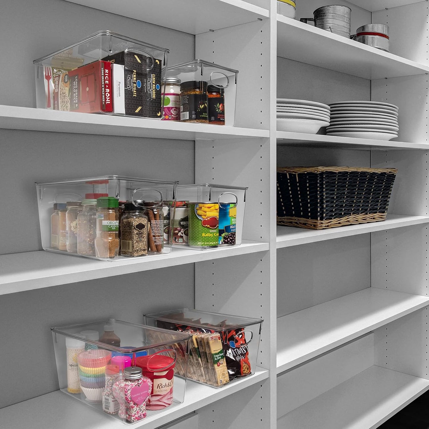 ClearSpace Plastic Storage Bins With lids, 8 Pack – Perfect Pantry Organization and Storage – Fridge Organizer, Pantry Storage Containers and Storage Bins, Cabinet Organizers