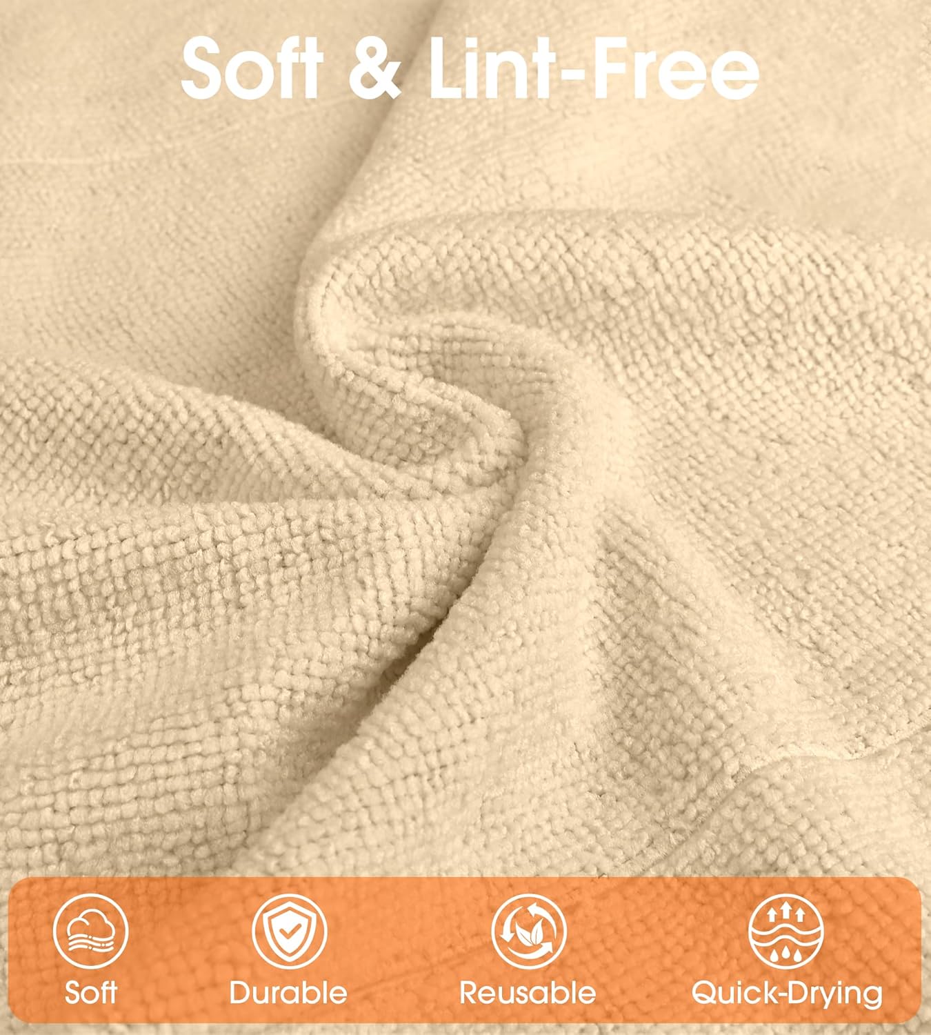 Roll of Microfiber Cleaning Cloth –100 Pack, Tear Away Microfiber Towels, Reusable, Washable, Scratch-Free, Kitchen Towels for Car, Home, Kitchen, Glass, Dishes(Wheat Beige)