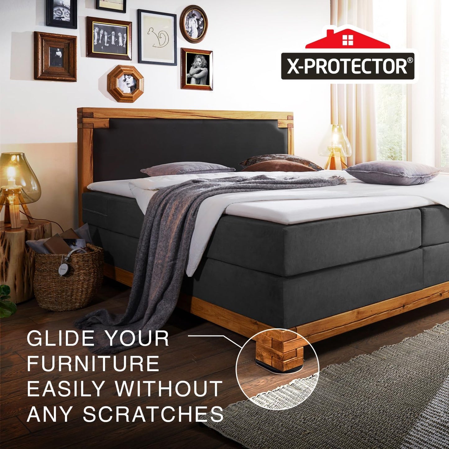 X-Protector Felt Furniture Sliders Hardwood Floors - 4 PCS 6" x 3 1/2" Furniture Sliders - Heavy Duty Felt Sliders Hard Surfaces – Move Your Furniture Easily & Safely!