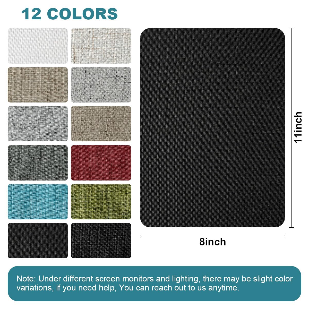 J.CARP 2Pcs Linen Repair Patches, Large Self-Adhesive Fabric Patch for Sofas, Couch, Furniture, Car Seats (8 * 11 inches-2PCS Black)