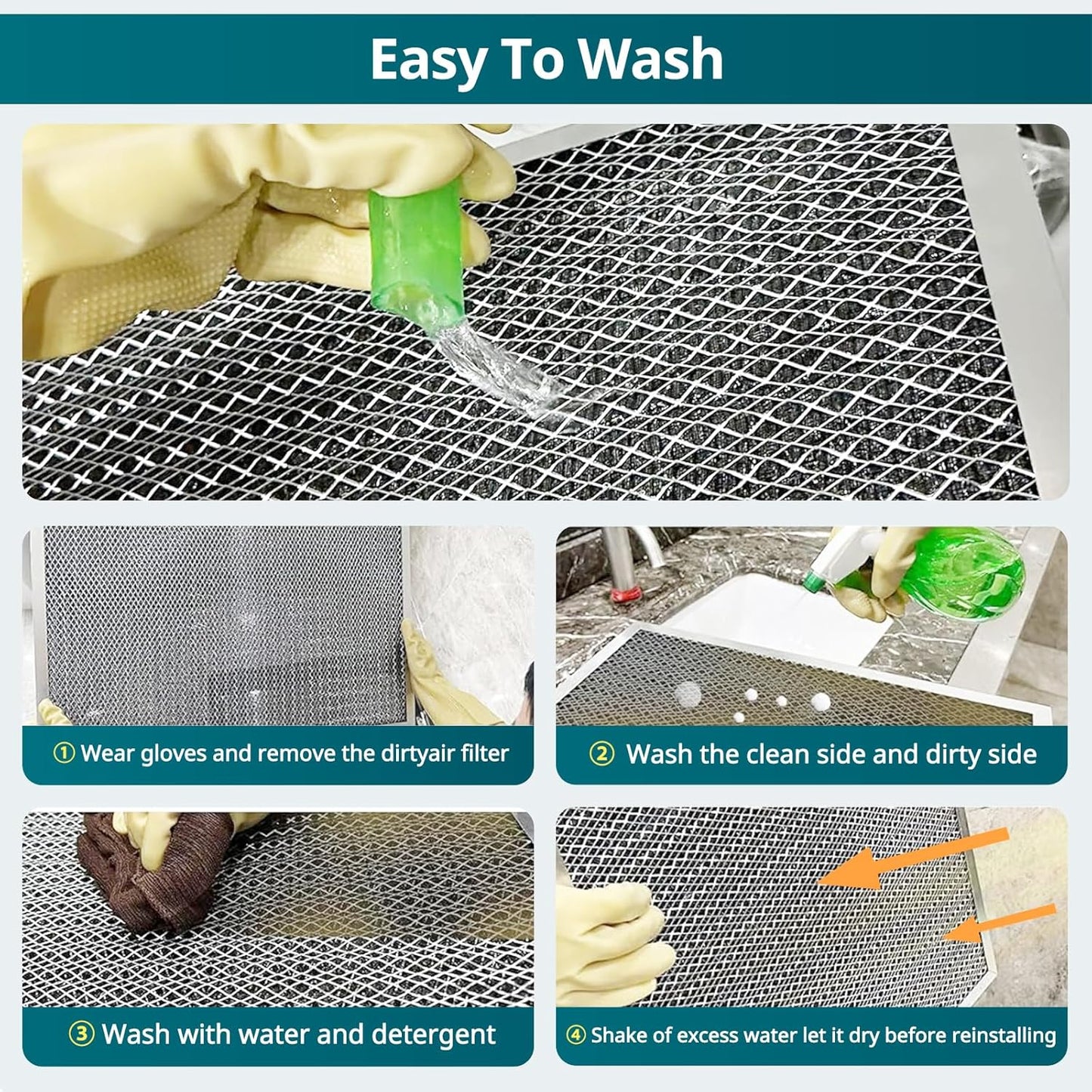 Torjim 16x20x1 MERV8 Washable Electrostatic Air Filter - AC/HVAC Furnace Filter, Permanent, Easy Install, Breathe Fresher