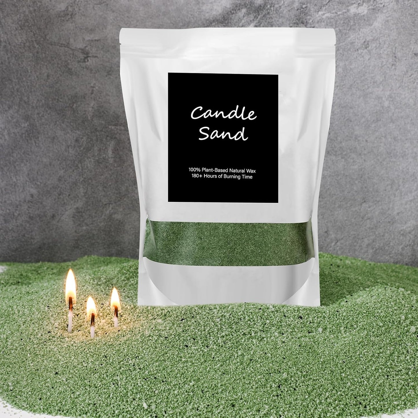 MTLEE Candle Sand 3.3 lb DIY Pearled Candle Making Kit Included 20 Pcs Wicks and Refillable Beaded Wax Sand Beaded Wax Gift with Wicks Self Extinguish for Home Wedding Party Women(Green)