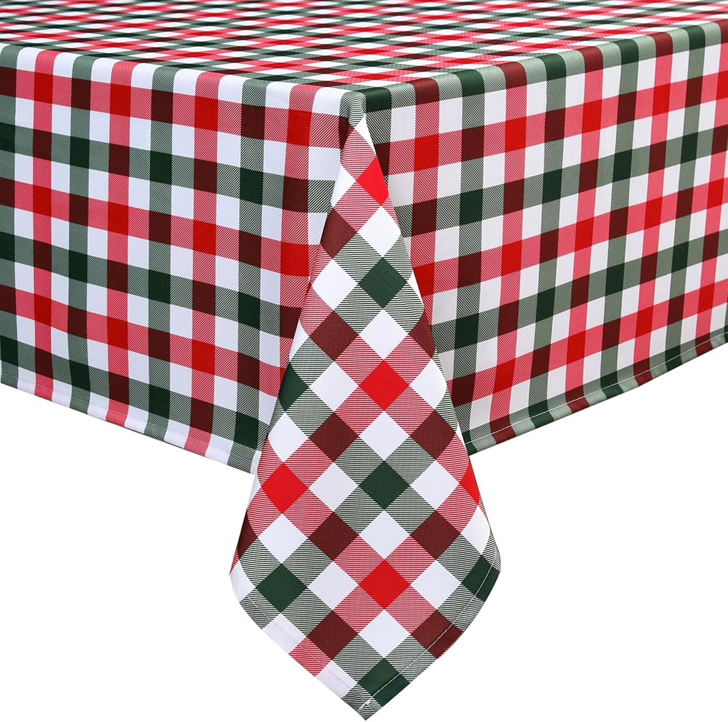 Red Gingham Christmas Plaid Tablecloth - Rectangular 58x102 Inch Water Resistant Table Cloth for Indoor/Outdoor Use - Holiday Table Cover for Kitchen, Picnics, and Parties