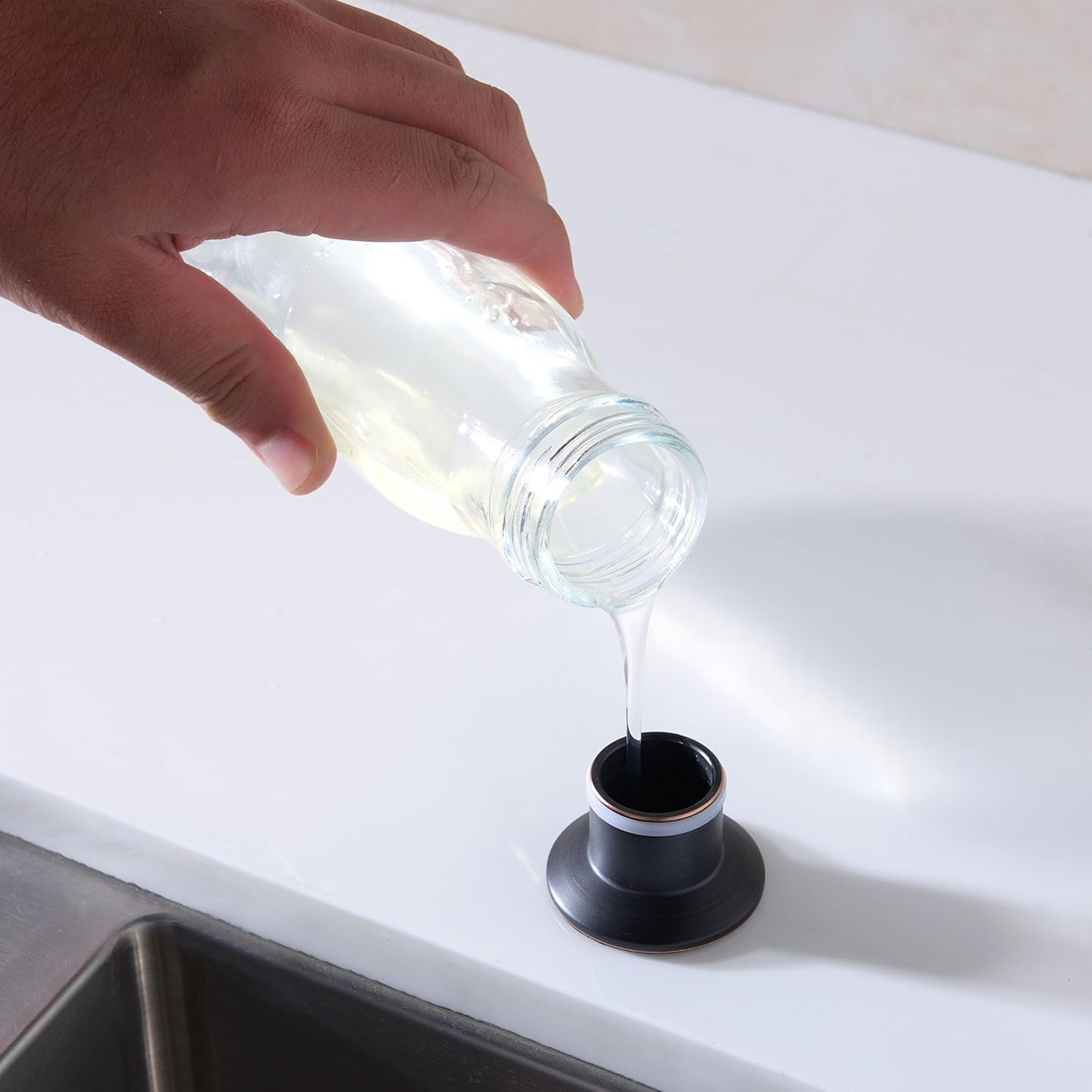 Delle Rosa Soap Dispenser, Liquid Soap Dispensers for Kitchen Sink, Brass Head Kitchen Sink Soap Dispenser Soap,Oil Rubbed Bronze Brass Pump with 47" Extension Tube kit, No Need to Fill