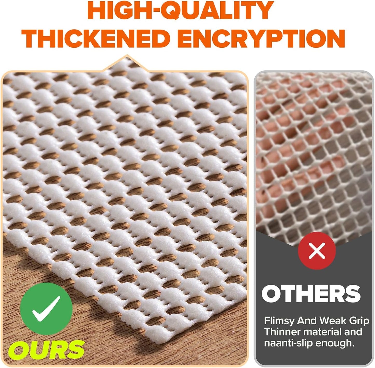 Non-Slip Rug Pad Gripper 9x12 Feet, Anti Skid Mat for Under Area Rugs, Keeps Rugs in Position and Safe, Thick Cushioned Carpet Pad for Hardwood Floors Protection