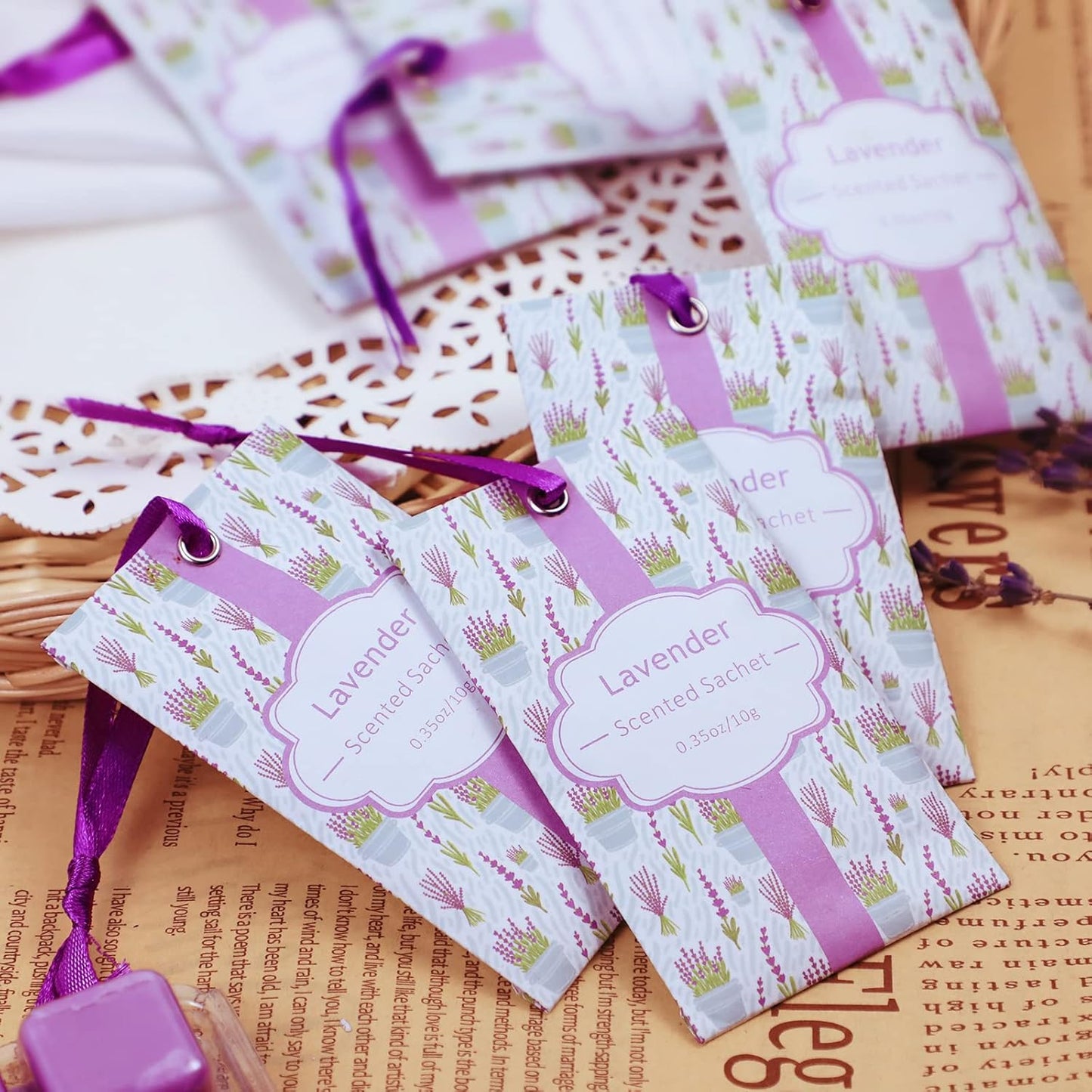 SCENTORINI Lavender Sachets for Drawers and Closets, Long-Lasting Sachets Bags, Pack of 14, Home Fragrance Sachet for Wardrobe, Closet, Drawer