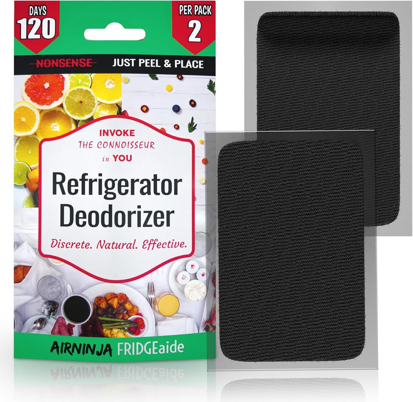 Fridge Deodorizer - Natural Refrigerator Deodorizer Odor Eliminator - Beats Baking Soda and Bamboo Charcoal Air Purifying Bags - Activated Carbon Odor Absorber for Fridge & Freezer (2 pk)