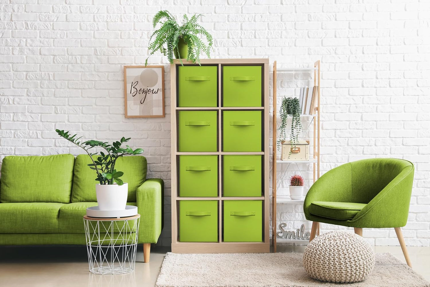 Sorbus Fabric Storage Cubes - 8 Foldable Storage Bins for Organizing Pantry, Cubbies, Toy Box - Clothes Storage & Closet Organizer - 11 Inch Collapsible Cube Baskets for Shelves with Handle