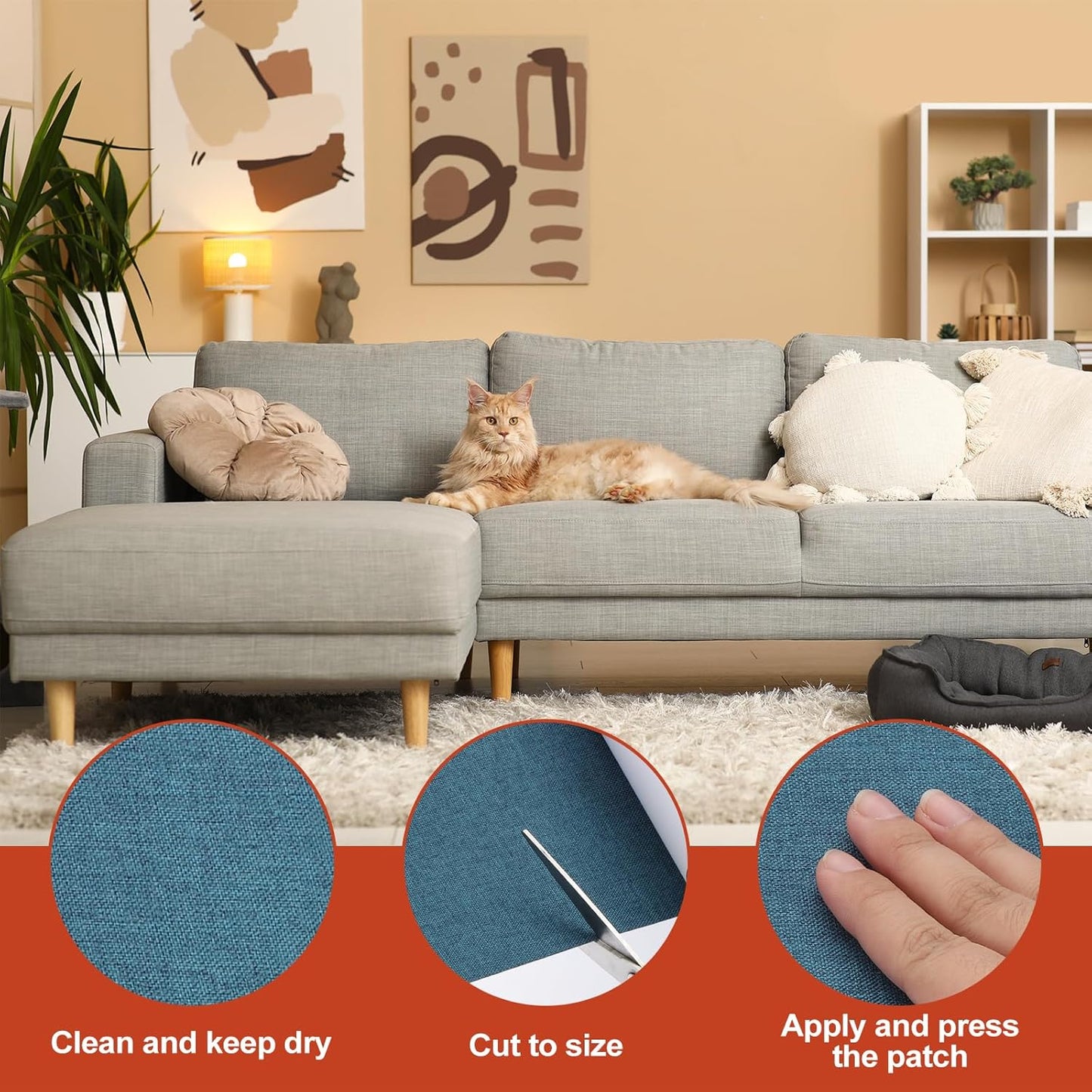 PATIKIL 70x6.2 Inch Linen Repair Tape, Repair Fabric Patch Self Adhesive Couch Patch Line Repair Patch for Furniture Sofa Car Seats Office Chairs, Dark Blue