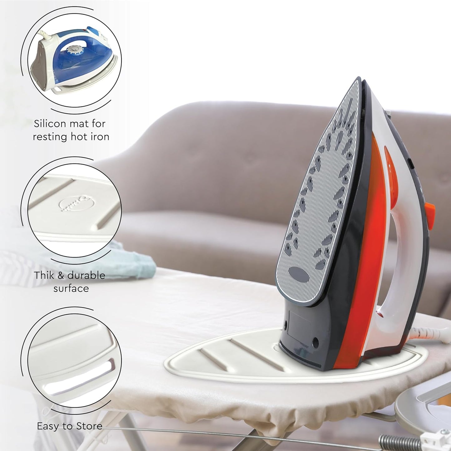 Encasa XO Ironing Board Cover and Pad 54"x15" - Free Silicone Iron Rest & Mesh Cloth - 4mm Felt, Large Iron Board Cover with Padding - Heat Resistant, Non Slip Drawstring Wildflowers