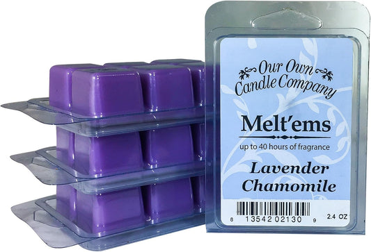 Our Own Candle Company Premium Wax Melt, Lavender Chamomile, 6 Cubes, 2.4 oz (4 Pack)