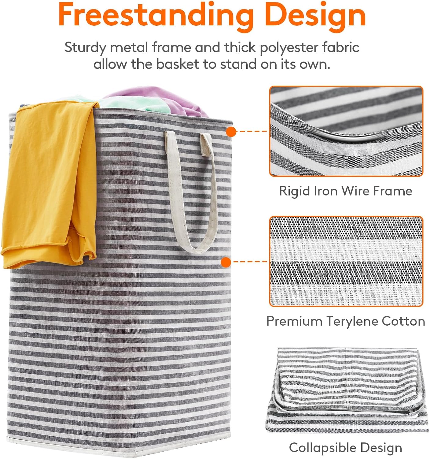 Lifewit 4 Pack Laundry Hamper Large Collapsible Laundry Baskets, Freestanding Waterproof Clothes Hamper with Easy Carry Handles in Laundry Room Bedroom Bathroom College Dorm for Adults, Black, 4 x 80L