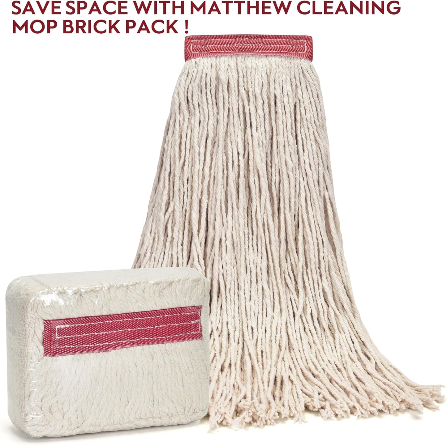 Matthew Cleaning 24oz 3Pack Cotton Floor Mop,Cotton Looped-Open String Heavy Duty String Refills, Universal Headband Blend Material,Mop Head Replacement for Home, Industrial and Commercial Use(White)