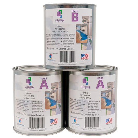 Coloredepoxies 10013 White Epoxy Resin Coating Made with Beautiful and Vibrant Pigments, 100% solids, For Garage Floors, Basements, Concrete and Plywood. 3 Quart Kit