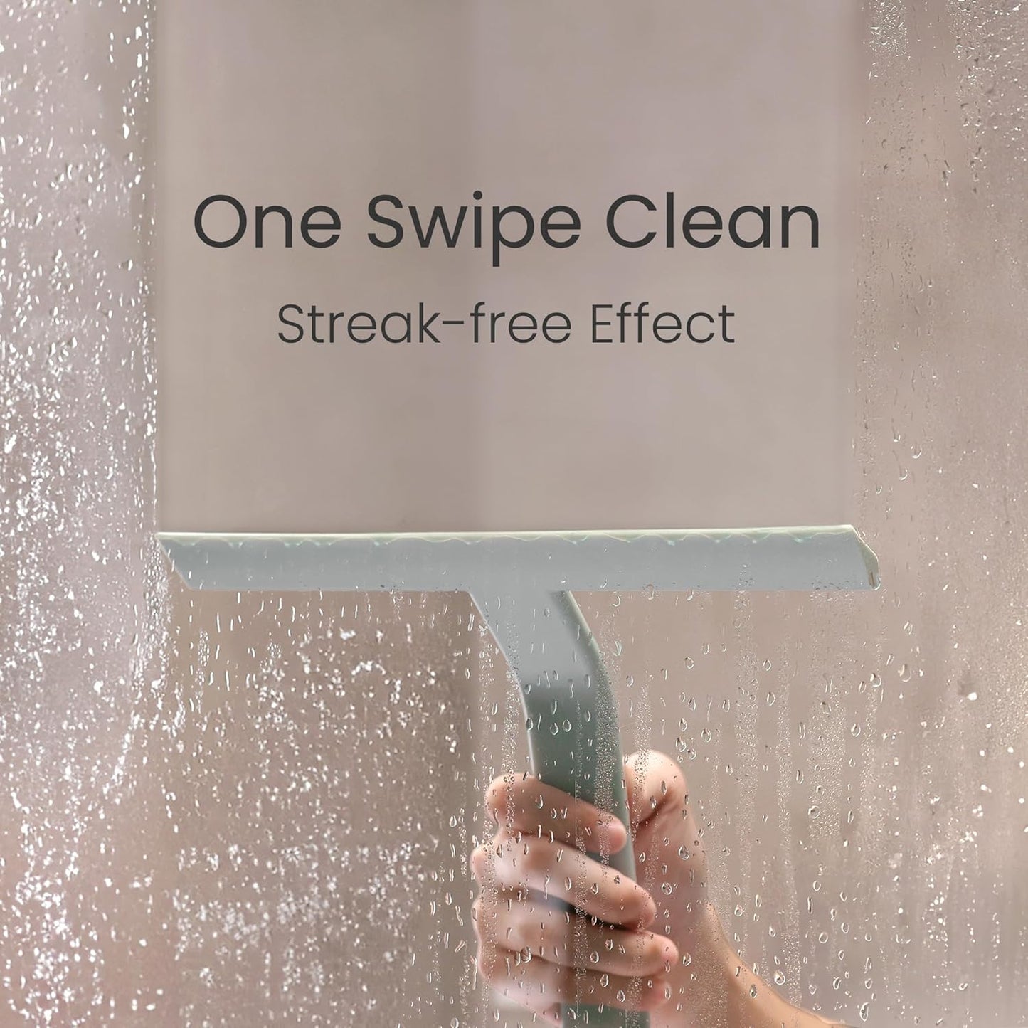 dancemoon JustHang Shower Squeegee for Glass Doors, All-one-Piece Silicone with Built-in Hook Design for Easy Hanging and Cleaning, 10 Inch Sage Green