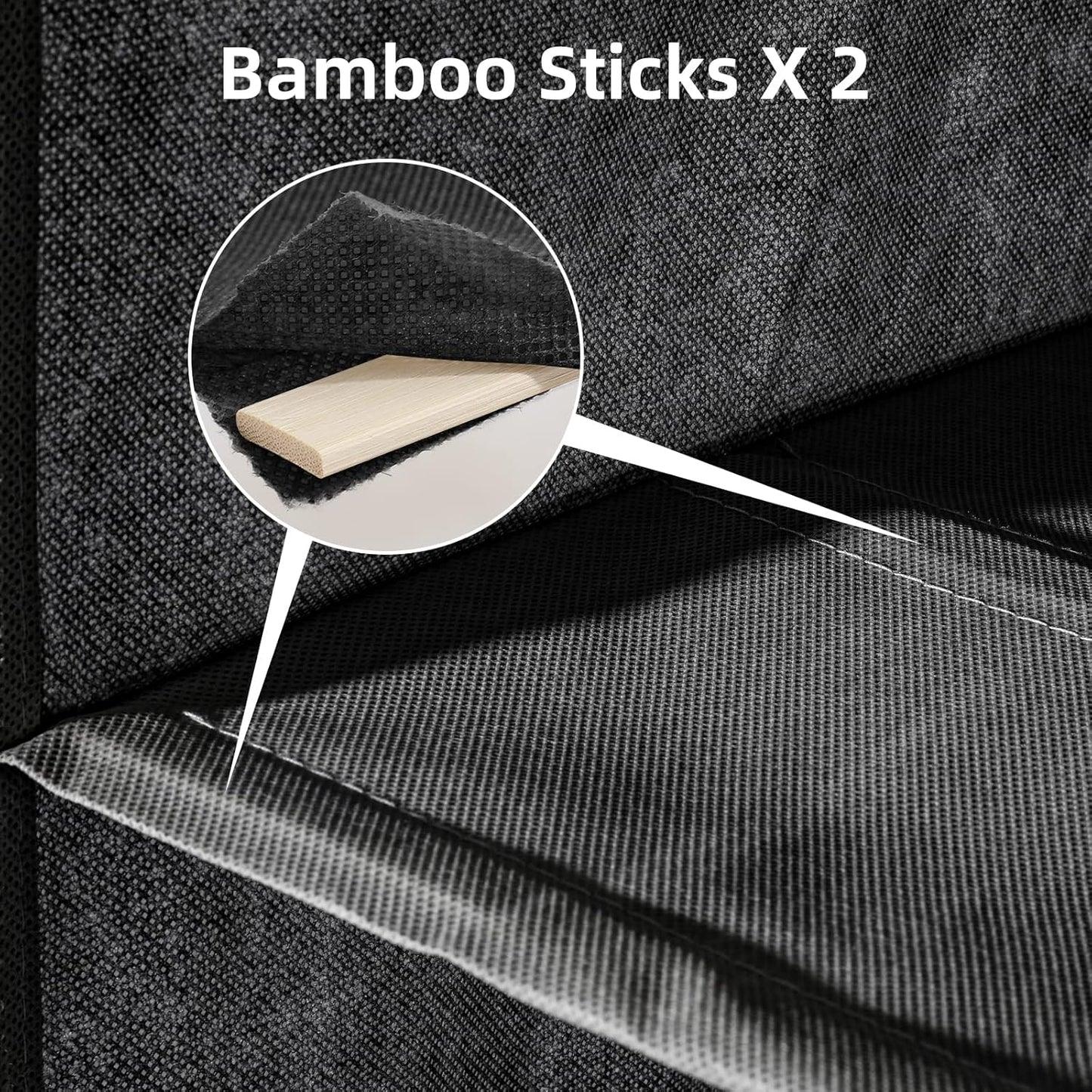 2 Packs Hanging Closet Organizer Stroage, 3-Shelf Hanging Shelves with Bamboo Inserts & Side Pocket, Black