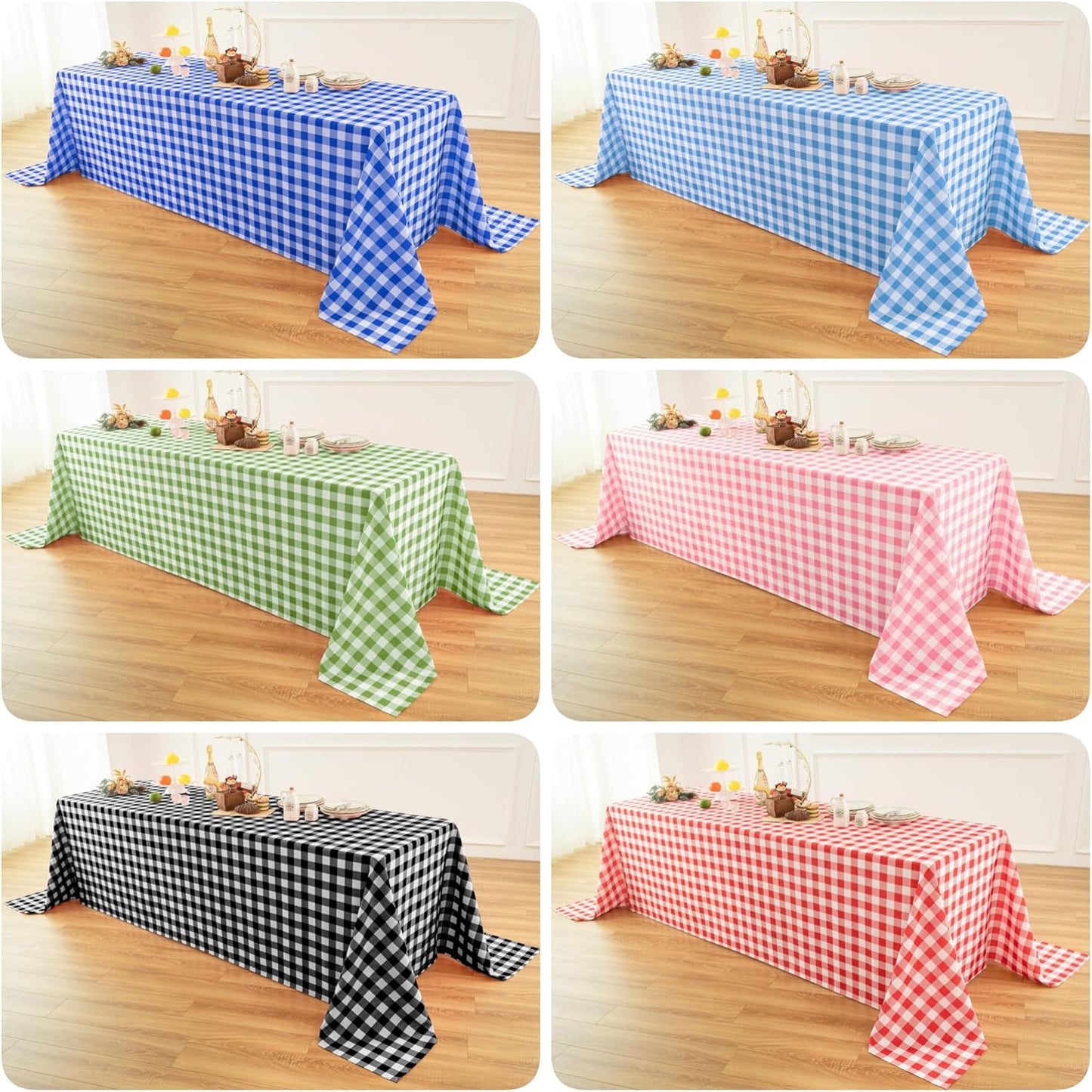 Classic Gingham Buffalo Tablecloth Fabric - Oblong 90x156 Inch Water Proof Checkered Table Cloth for Indoor Outdoor - Table Cover for Birthday, Picnics, BBQs, and Parties