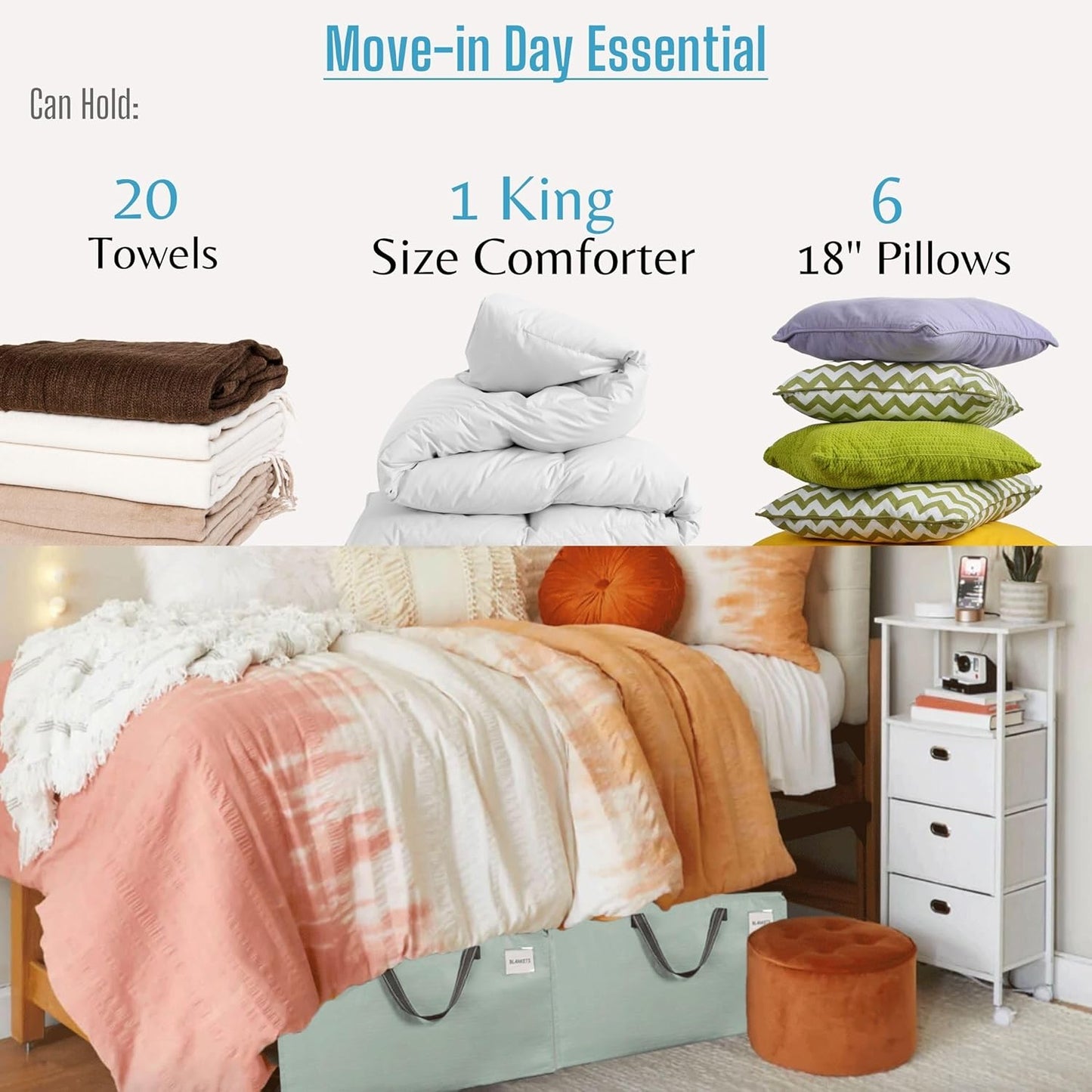 VENO 6 Pack Moving and Storage Bags, Heavy Duty, Alternative to Moving Boxes, Large Packing Totes Supplies for College Dorm Room with Zipper for Clothes, Wide Open Design (Shiny Light Green, 6 Pack)