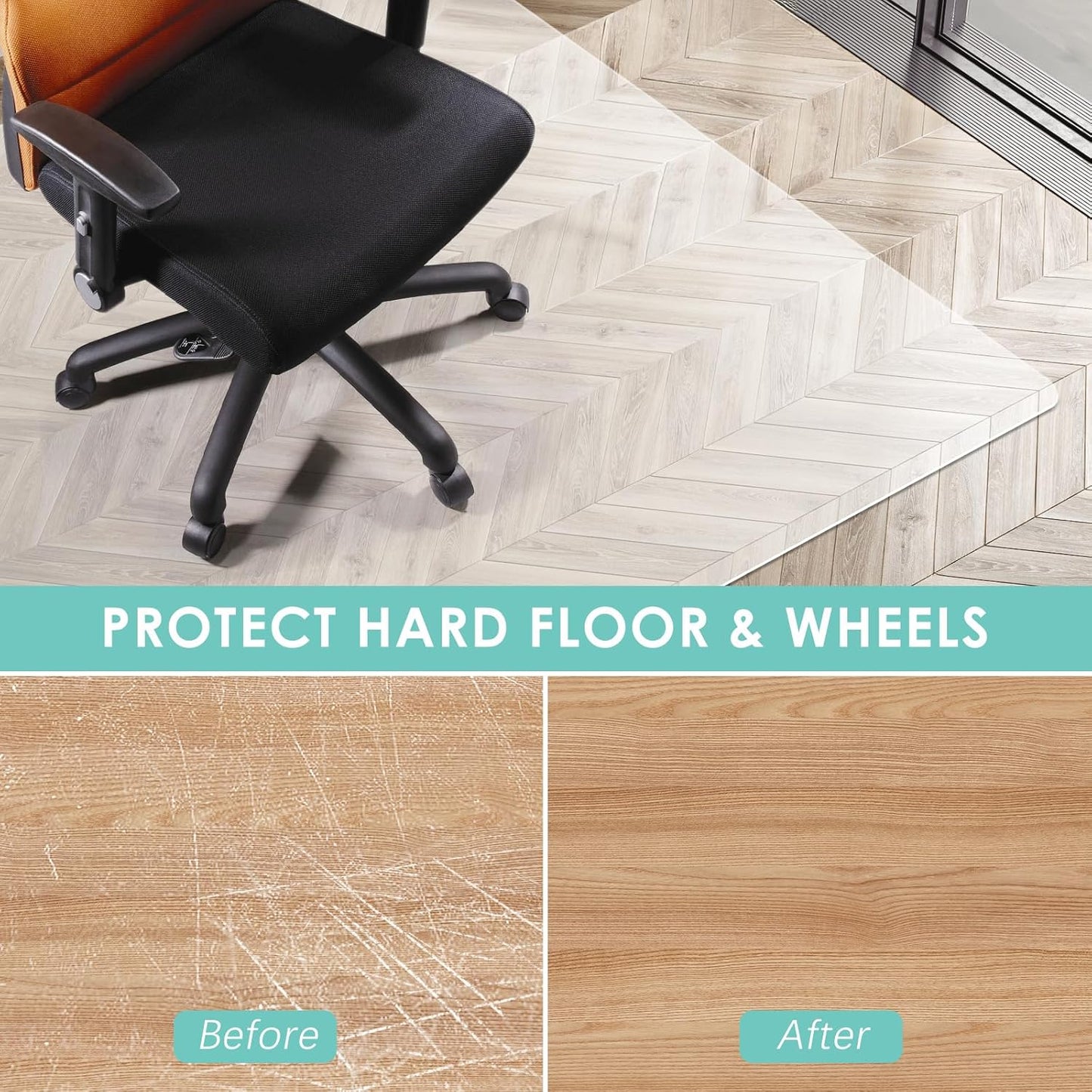 Vicwe Office Chair Mat for Hard Floor, 60"x48" Anti-Slip PVC Computer Chair Mat, Easy Glide for Chairs, Multi-Purpose Floor Protector Desk Chair Mats for Home Office