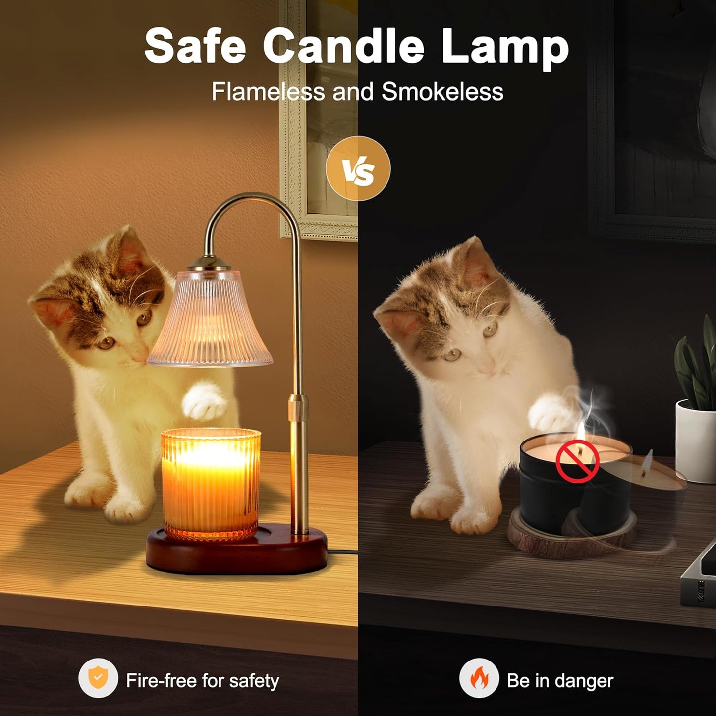 Candle Warmer Lamp,Candle Warmer lamp with Timer for Jar Candles with 2 Bulbs,Decor Mom Christmas Birthday Gifts for Women,House Warming Gifts New Home Bedroom Decor,Striped Gold