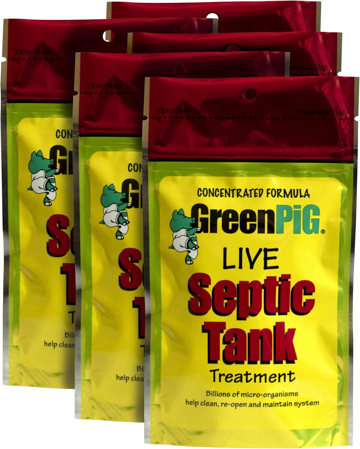 Green Pig 56 Live Septic Tank Treatment 5-Year Supply Ultimate Solution in Preventing Expensive Backups, Clogs, & Drain Field Failures with 20-Easy Drop-In & Flush Pods, 20 Count