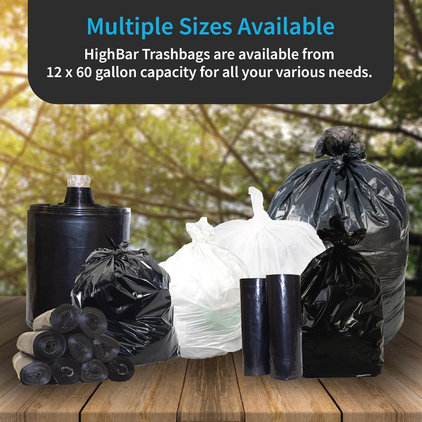 Large Garbage Bag - 55-60 Gallon Capacity, Heavy Duty, High Density, Tear Resistant, Unscented, Extra Strength for Commercial, Industrial, Office, House, Lawn, Events, Bulk Qty 150 Bags
