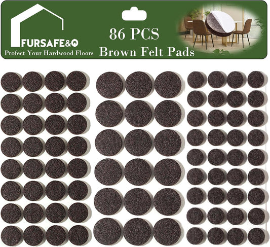 Fursafe&Q Felt Furniture Pads, Furniture Felt Pads for Hardwood Floors -Self Adhesive Chair Leg Floor Protectors, Protect Your Floors from Nicks, Bumps and Scratch, 86 Pcs Round Cabinet Door Bumper