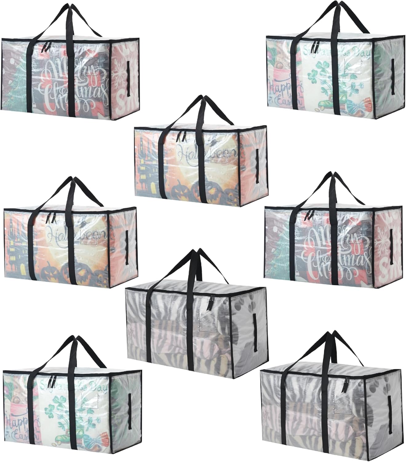 Heavy Duty 93L (24.5 Gallon) Stackable Storage Bins with Fully Openable Lids,Moving Bags Heavy Duty, Clear Plastic Totes for Moving Storage, Home Organization, Closet, Dorm Room. 8 pack